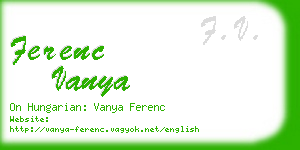 ferenc vanya business card